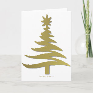 Cartes Pour Fêtes Annuelles Arbre de Noël Moderne Pochoir Impression Or