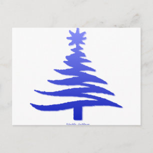 Cartes Pour Fêtes Annuelles Arbre de Noël Moderne Pochoir Imprimé Bleu
