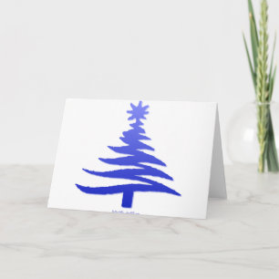 Cartes Pour Fêtes Annuelles Arbre de Noël Moderne Pochoir Imprimé Bleu