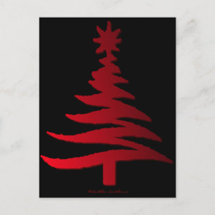 Cartes Pour Fêtes Annuelles Arbre de Noël Moderne Pochoir Imprimé Rouge