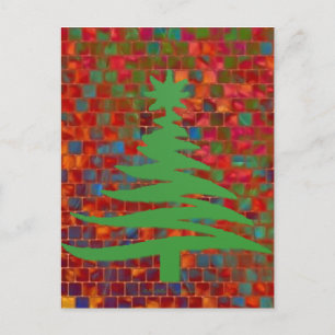 Cartes Pour Fêtes Annuelles Arbre de Noël Moderne Pochoir Imprimé Vert