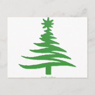 Cartes Pour Fêtes Annuelles Arbre de Noël Moderne Pochoir Imprimé Vert
