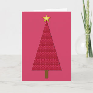 Cartes Pour Fêtes Annuelles Arbre de Noël moderne profond rouge damé