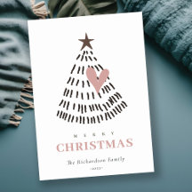 Arbre de Noël moderne scandi minimaliste rose coeu