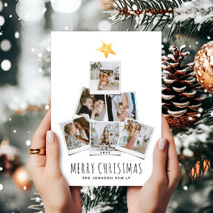 Cartes Pour Fêtes Annuelles Arbre de Noël Moderne Simple en Collage de Photos