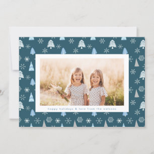 Cartes Pour Fêtes Annuelles Arbre de Noël moderne Snowflon Photo Texte personn