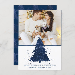 Cartes Pour Fêtes Annuelles Arbre de Noël Moody Classy Dark Navy Blue Photo