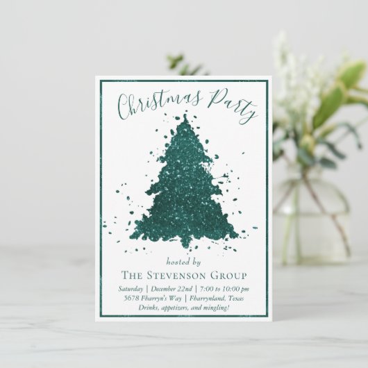 Cartes Pour Fêtes Annuelles Arbre de Noël Moody | Dark Midnight Turquoise Part (Debout devant)