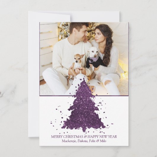 Cartes Pour Fêtes Annuelles Arbre de Noël Moody | Photo Plum profond violet (Devant)