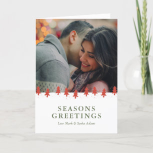 Cartes Pour Fêtes Annuelles Arbre de Noël Motif Aquarelle rouge Photo personna