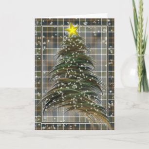 Cartes Pour Fêtes Annuelles Arbre de Noël multicolore sur le plaid bleu d'or