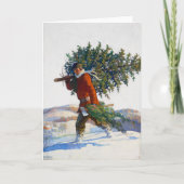 Cartes Pour Fêtes Annuelles Arbre de Noël | N.C. Wyeth (Devant)