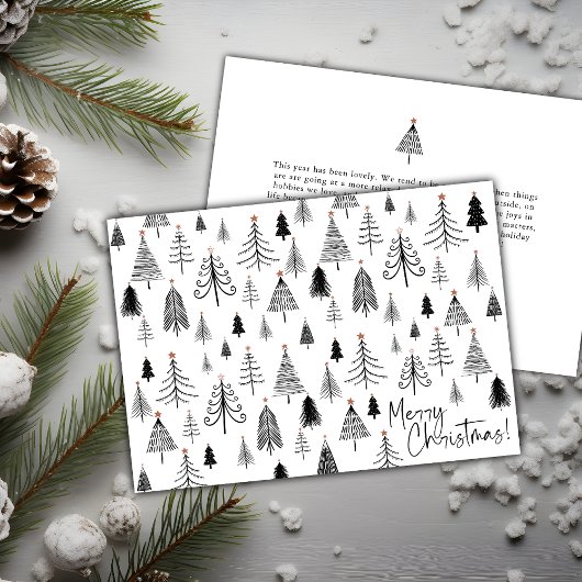 Cartes Pour Fêtes Annuelles Arbre de Noël noir et blanc