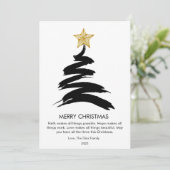 Cartes Pour Fêtes Annuelles Arbre de Noël noir et blanc moderne plat (Debout devant)