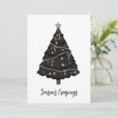 Cartes Pour Fêtes Annuelles Arbre de Noël noir gothique (Debout devant)