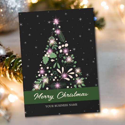 Cartes Pour Fêtes Annuelles Arbre de Noël noir vert brillant Entreprise