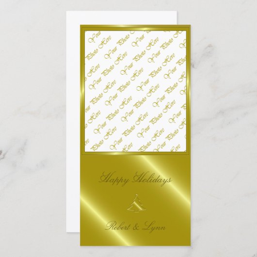 Cartes Pour Fêtes Annuelles Arbre de Noël Or Embossés Salutations (Devant / Derrière)