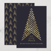 Cartes Pour Fêtes Annuelles Arbre de Noël Or moderne (Devant / Derrière)