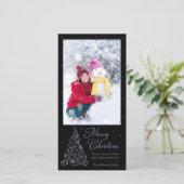 Cartes Pour Fêtes Annuelles Arbre de Noël orné Argent (Debout devant)