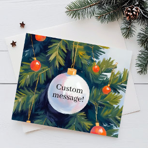 Cartes Pour Fêtes Annuelles Arbre de Noël Ornement de Message Personnalisé Aqu