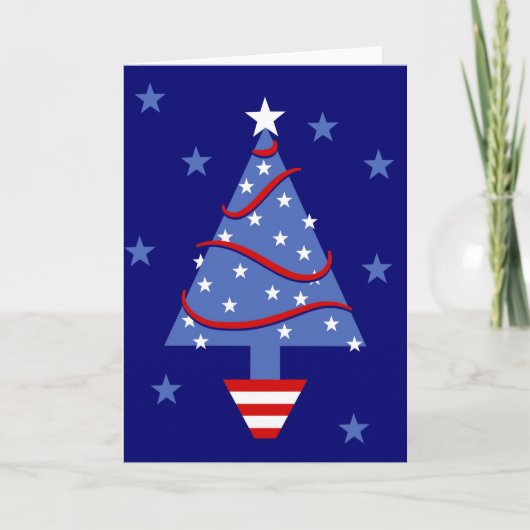 Cartes Pour Fêtes Annuelles Arbre de Noël patriotique (Devant)