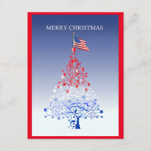 Cartes Pour Fêtes Annuelles Arbre de Noël patriotique avec drapeau américain V