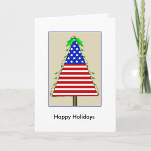 Cartes Pour Fêtes Annuelles Arbre de Noël patriotique Holly, Joyeuses fêtes