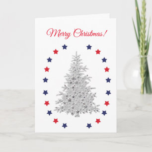 Cartes Pour Fêtes Annuelles Arbre de Noël patriotique sur blanc
