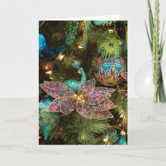 Cartes Pour Fêtes Annuelles Arbre de Noël Peacock (Devant)