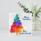 Cartes Pour Fêtes Annuelles Arbre de Noël, Peinture à éclaboussures, Apparteme (Debout devant)