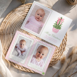 Cartes Pour Fêtes Annuelles Arbre de Noël Photo Jarres au gingembre à ruban ro