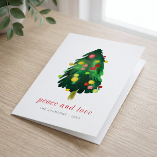 Cartes Pour Fêtes Annuelles Arbre de Noël pin moderne élégant aquarelle