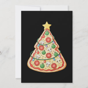 Cartes Pour Fêtes Annuelles Arbre de Noël Pizza Lumières Xmas Croûte de Noël F