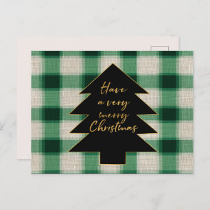 Cartes Pour Fêtes Annuelles Arbre de Noël Plaid à la crème verte