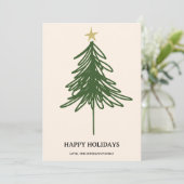 Cartes Pour Fêtes Annuelles Arbre de Noël plat à verdure moderne simple (Debout devant)