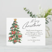 Cartes Pour Fêtes Annuelles Arbre de Noël plat aquarelle élégant (Debout devant)