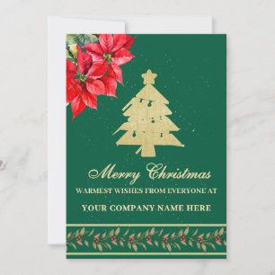 CARTES POUR FÊTES ANNUELLES ARBRE DE NOËL POINSÉTTIA ÉLÉGANT MODERNE À L'AQUAR