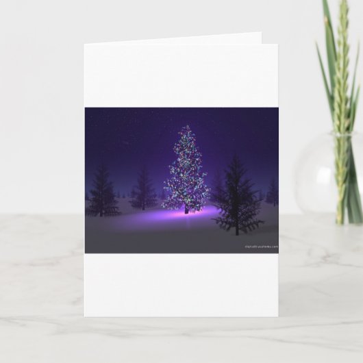 Cartes Pour Fêtes Annuelles Arbre de Noël pourpre (Devant)