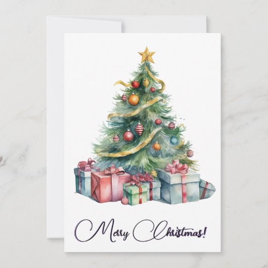 Cartes Pour Fêtes Annuelles Arbre de Noël Rainbow Watercolor (Devant)