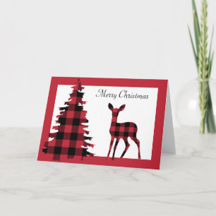 Cartes Pour Fêtes Annuelles Arbre de Noël Red Flannel et cerf
