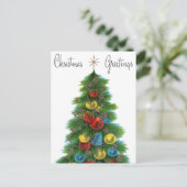 Cartes Pour Fêtes Annuelles arbre de Noël rétro (Debout devant)