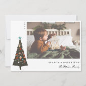 Cartes Pour Fêtes Annuelles Arbre de Noël Retro Illustré Moderne (Devant)