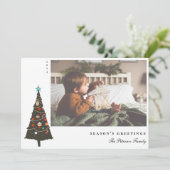 Cartes Pour Fêtes Annuelles Arbre de Noël Retro Illustré Moderne (Debout devant)