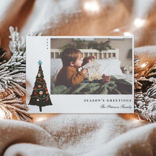 Cartes Pour Fêtes Annuelles Arbre de Noël Retro Illustré Moderne