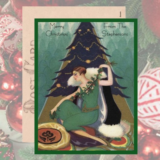 Cartes Pour Fêtes Annuelles Arbre de Noël Rétro Mode Art Déco