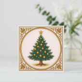 Cartes Pour Fêtes Annuelles Arbre de Noël rétro Simple Rustique tendance (Debout devant)