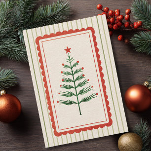 Cartes Pour Fêtes Annuelles Arbre de Noël Rétro Vintage Photo de Famille Perso