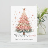 Cartes Pour Fêtes Annuelles Arbre de Noël rose (Debout devant)