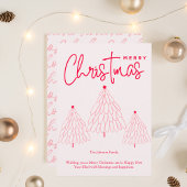 Cartes Pour Fêtes Annuelles Arbre de Noël rose élégant