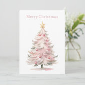 Cartes Pour Fêtes Annuelles Arbre de Noël rose et vert (Debout devant)